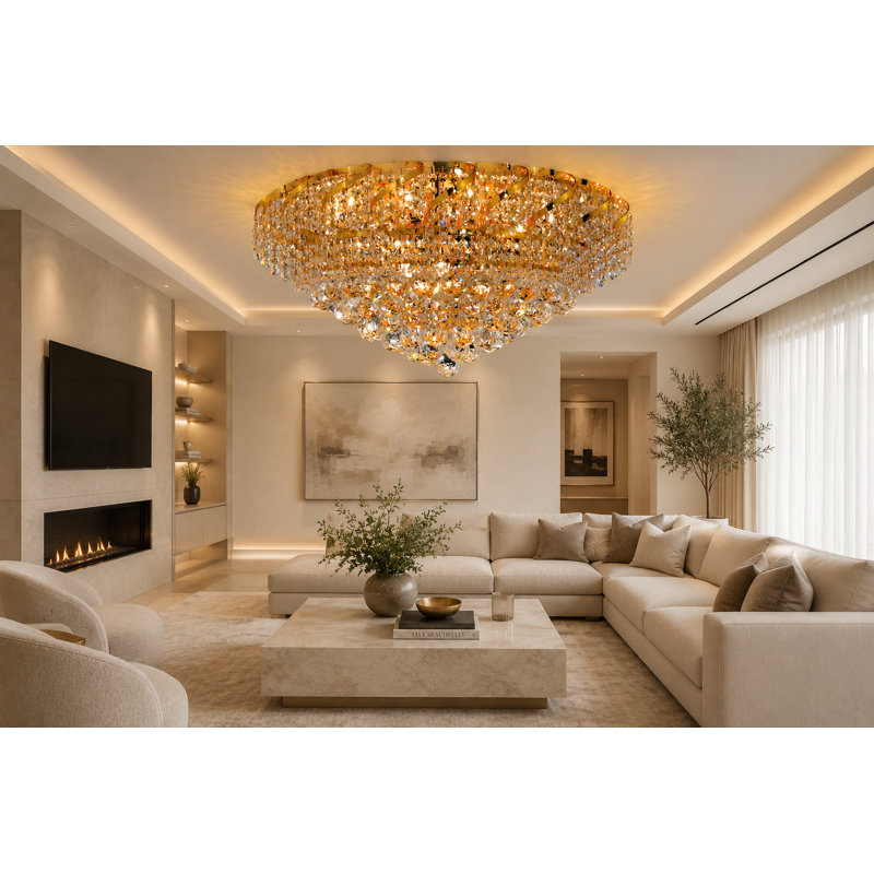Zofia 12 - Light Dimmable Geometric Chandelier, Gold