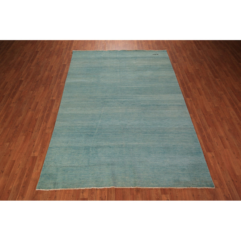 Tapis bleu turquoise fait à la main Gabbeh 7 x 10