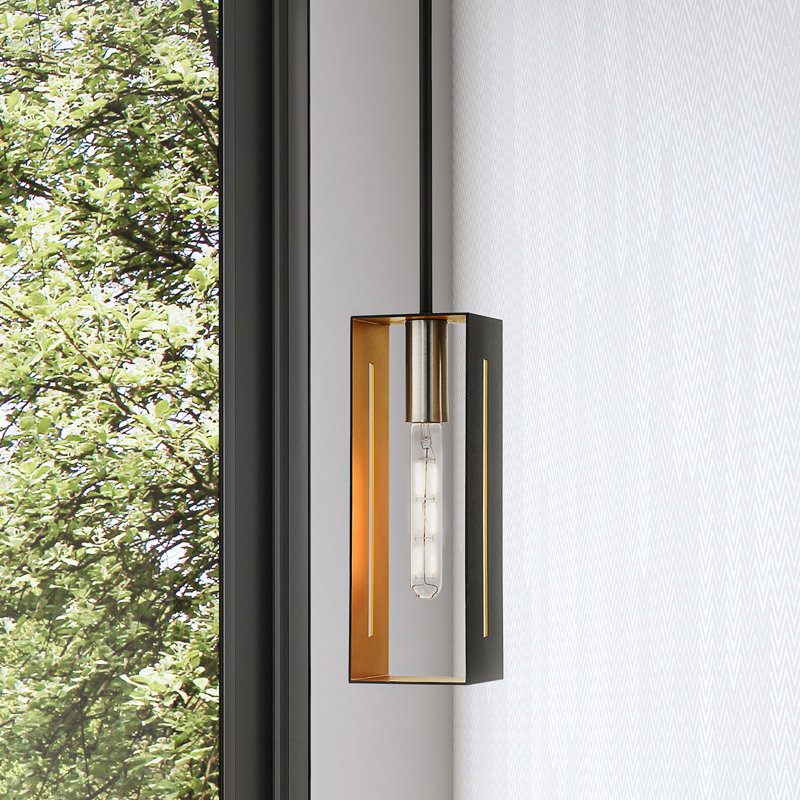 Luminaire suspendu simple à 1 lumière Columbus, Noir texturé