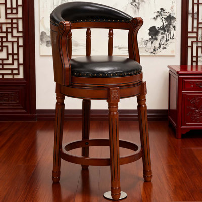 Cow Top Leather Wooden Bar Stools