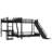 Twin Over Full L-Shaped Metal Triple Bunk Bed with Loft Bed, Desk, Storage Shelves, USB Port & Slide, Black-831269893