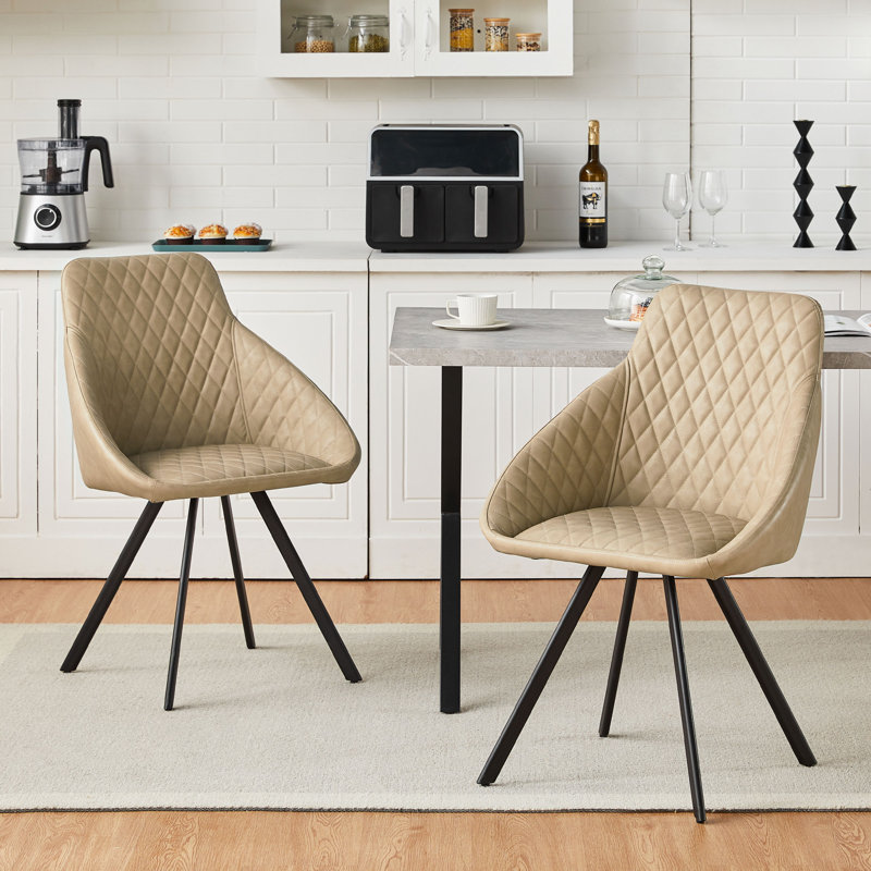 43cm H Upholstered Metal Side Chair, Cream