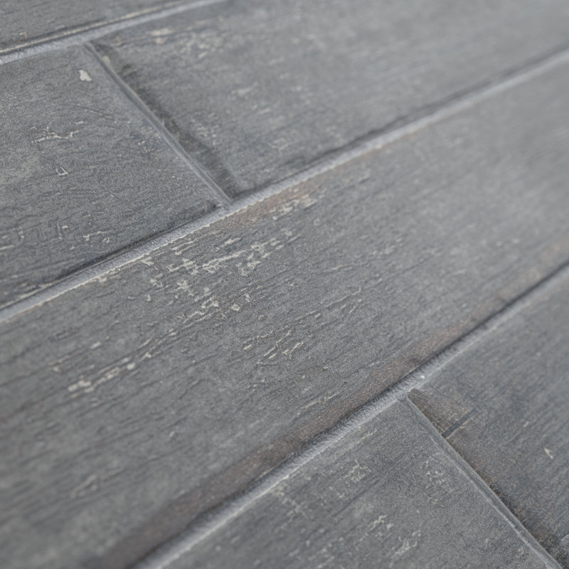 Retro 3" x 24" Porcelain Wood Look Wall & Floor Tile, Gray