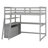 Multifunction Wooden Loft Bed With Desk And Shelves,Two Built-In Drawers-178762404-178762406