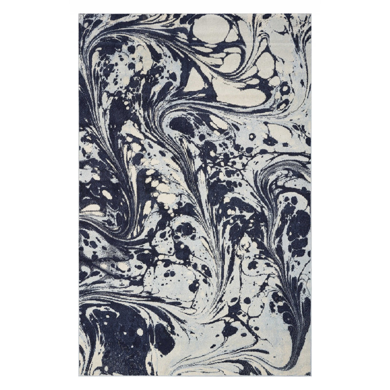 3' X 5' Blue Abstract Splashes Area Rug