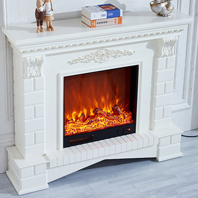 Foyer électrique blanc en bois massif