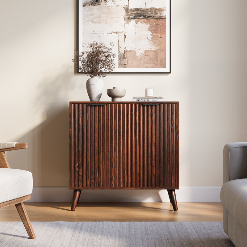 31.5’’ Sideboard Storage Cabinet With Doors & Shelves, Walnut Brown