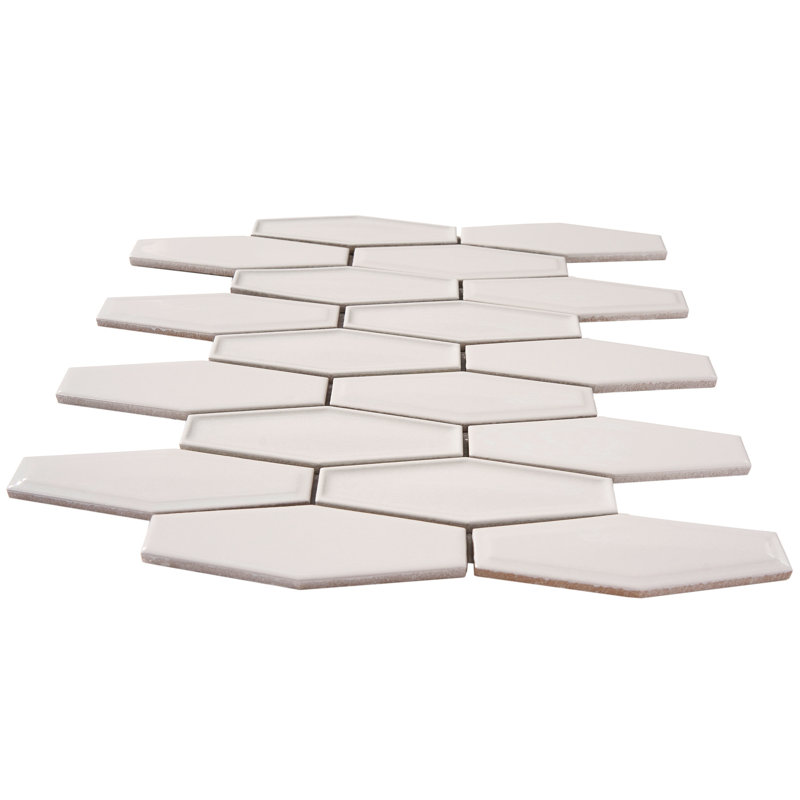 1.5" x 4.9" Porcelain Honeycomb Mosaic Floor Use Tile, Gray