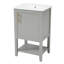 Meuble-lavabo de 20 po avec lavabo, armoire de salle de bain avec porte à fermeture douce, support de rangement et tablette ouverte-189763764