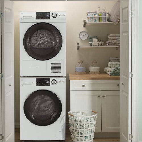 GE Appliances 2.4 Cu. Ft. Front Load Washer and 4.3 Cu. Ft. Electric ...