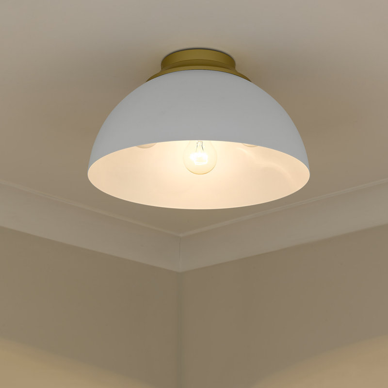 Ringwood Steel Flush Mount, Matte White, Olympic Gold