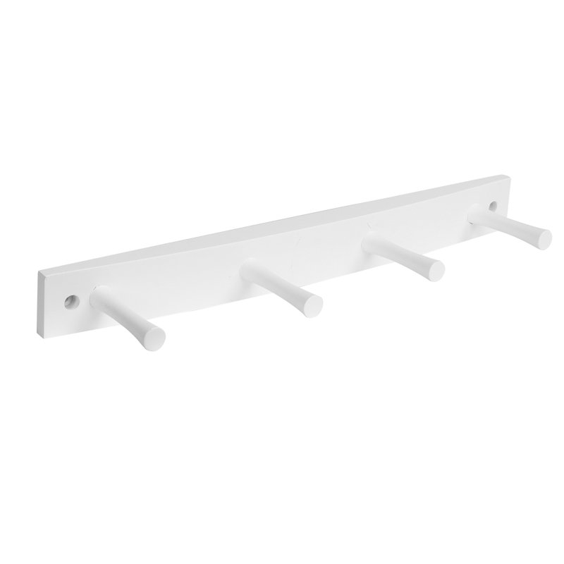 Solid Wood Wall 4 - Hook Wall Mounted Coat Rack, White