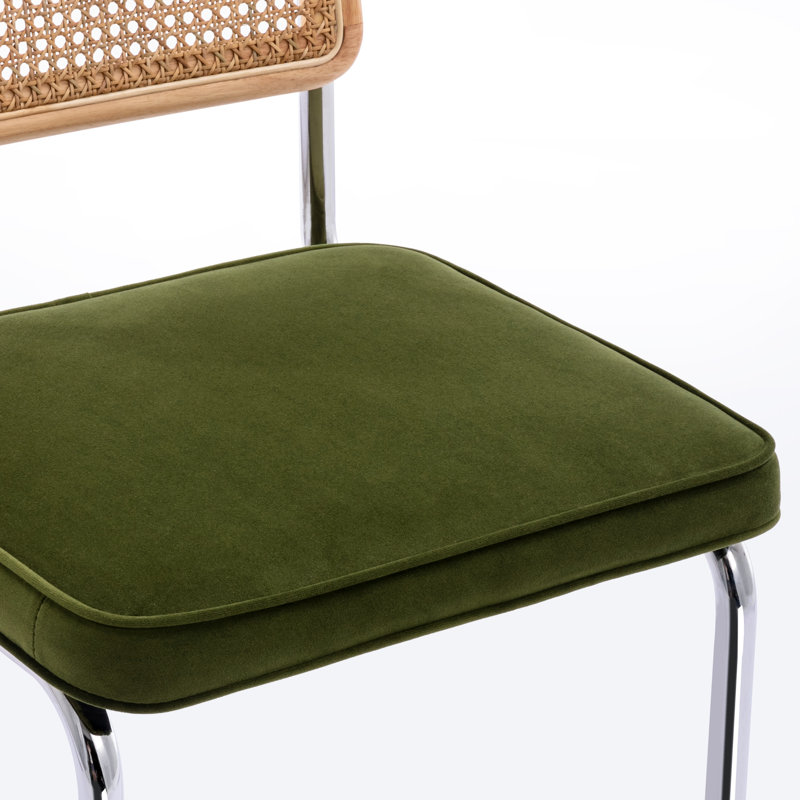 Crumley Fabric Side Chair with Rattan Back - Set of 4