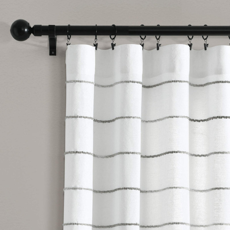 Gray Ombre Stripe Cotton Polyester Light-Filtering Curtains