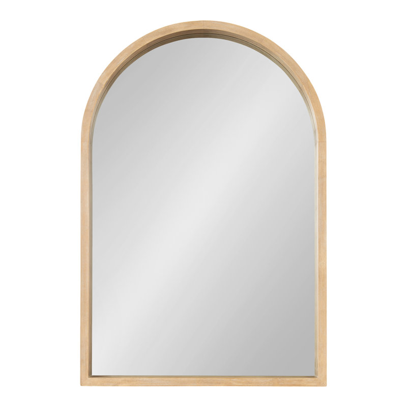 Skyeler Modern Wood Arched Accent Mirror, 36" x 24", Natural