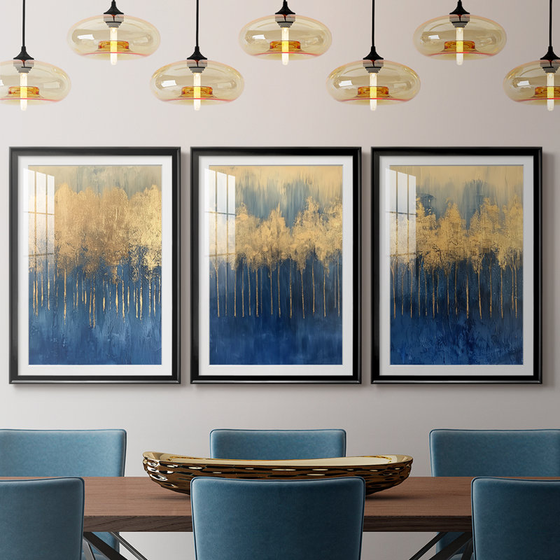 ABSTRACT Series I - Impression encadrée de qualité supérieure sur mesure mat - 3 pièces, Noir, H 30 po x l 63 po