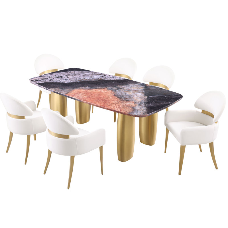 Bexar 7-Piece Dining Table Set, 7 Pieces: Table, 6 Chairs