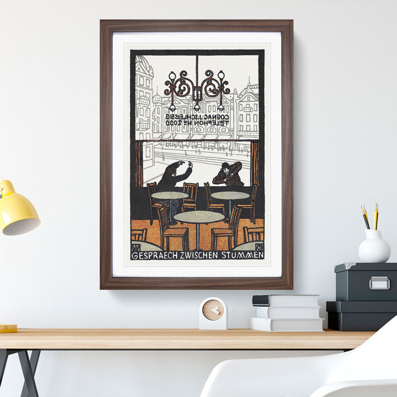 Conversation Between Mutes by Moriz Jung - Picture Frame Graphic Art, 48cm H x 36cm W x 2cm D, Walnut Framed