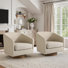 Applewold Upholstered Light Brown Cotton Blend Swivel Barrel Chair with Solid Wood Base