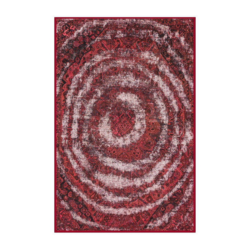 Tapis rouge en laine Power Loom, Rectangle 8 pi x 12 pi