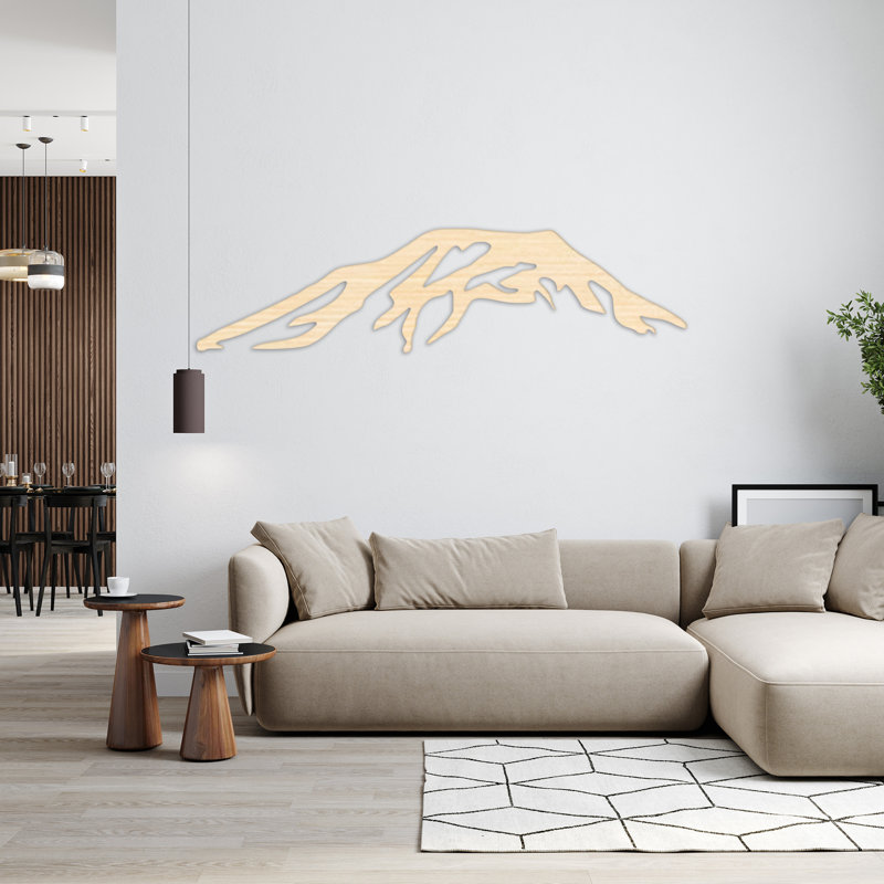 Décoration murale abstraite montagne - ACM argent (11,5 po x 46 po), Noir, H 8 po x l 32 po x P 0,25 po