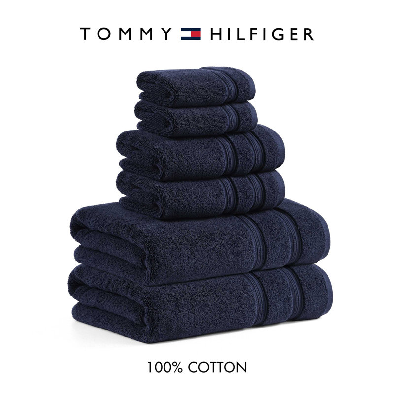 Ensemble de serviettes 6 pièces en coton Tommy Hilfiger Harbourside, Marine