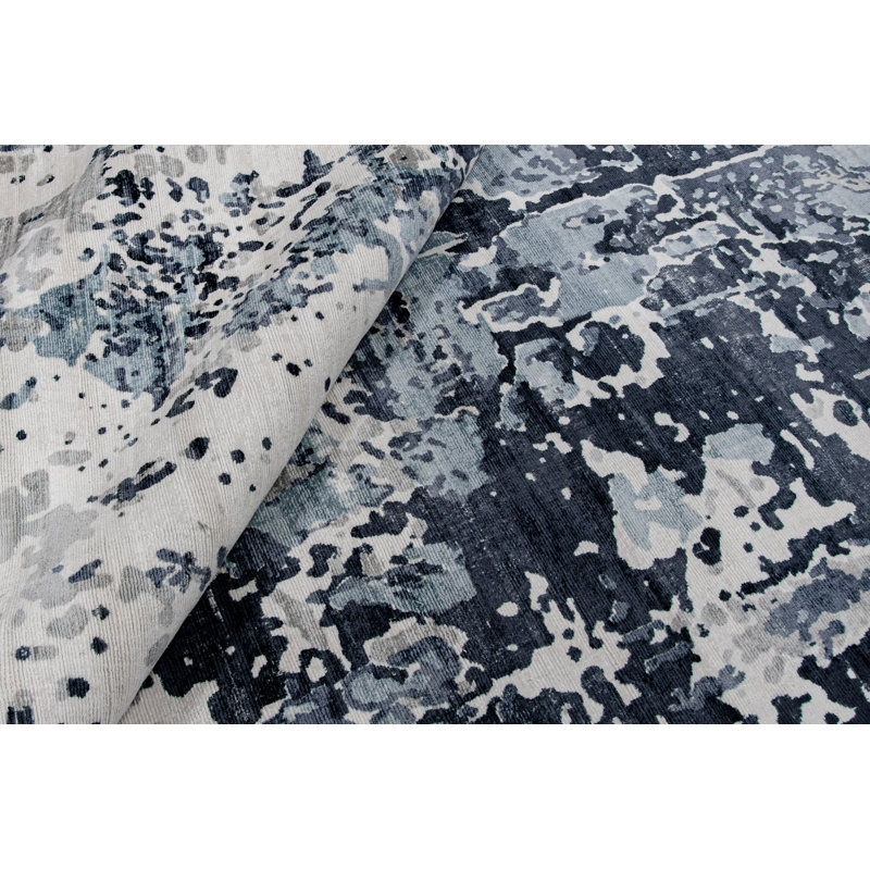 Abstract Area Rug in Blue, Rectangle 10' x 14'