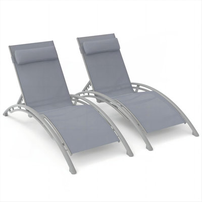 Ensemble de chaise longue d'extérieur, chaises de patio inclinables avec dossier réglable et coussin amovible pour la piscine intérieure et extérieure