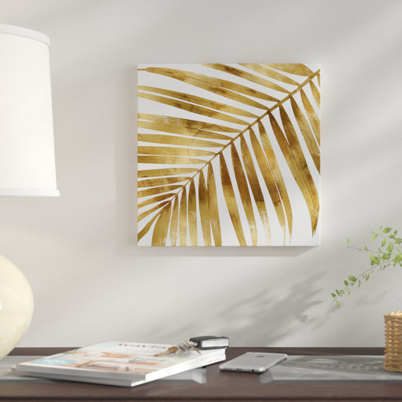 « palm close up i », impression sur toile dorée, H 26 po x l 26 po x P 1,5 po, Toile tendue, Pas de tapis