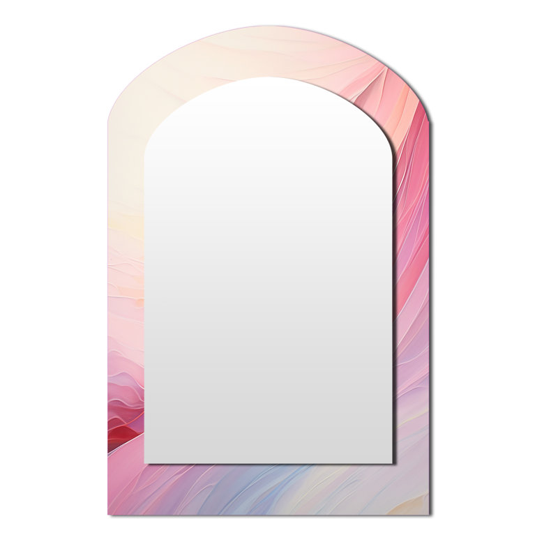 Ephemeral Rainbow Fantasy Arc I - Rainbow Arch Decorative Mirror, Traditional Asymmetrical Wall Mirror, Printed Metal Art
