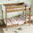 Twin Over Twin Bunk Bed With Boucle Upholstered Headboard And Footboard,Ladder, Safety Guardrails,Rubber Wooden Bunk Bed,Natural
