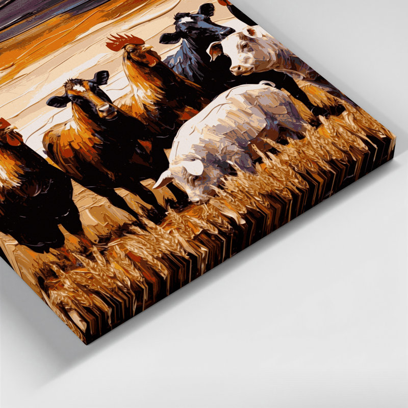 «Thanksgiving Farm animal silhouettes», art mural sur toile noire, H 8 po x l 8 po