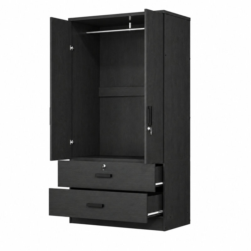 Armoire 2 portes avec 2 tiroirs Scottie, Noir