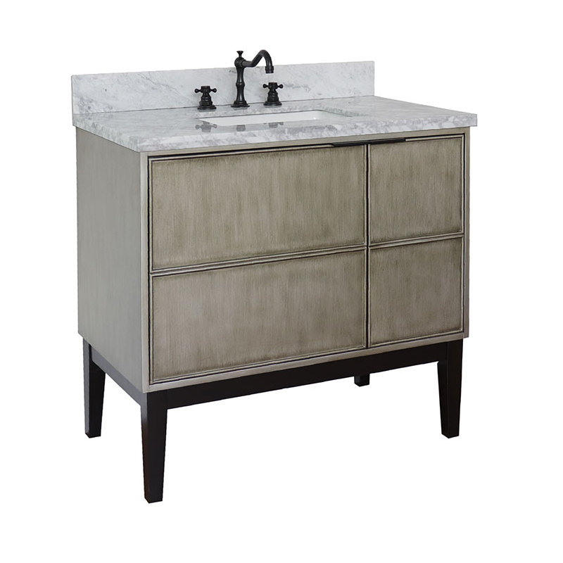 37'' Single Bathroom Vanity with Stone Top, White Carrara