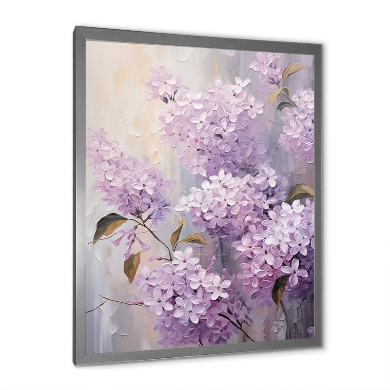 Blooming Lilac Melody, reproduction d'art sur toile, Cadre simple argenté, H 32 po x l 16 po x P 1 po