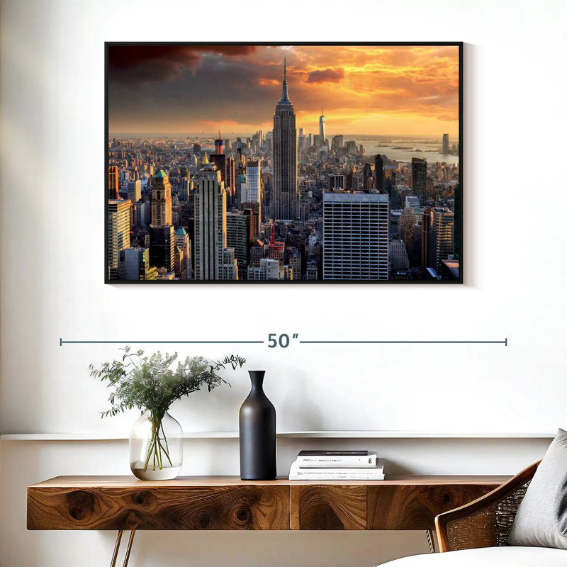 New York City High Rises, Floating Frame Black, 40" X 27"