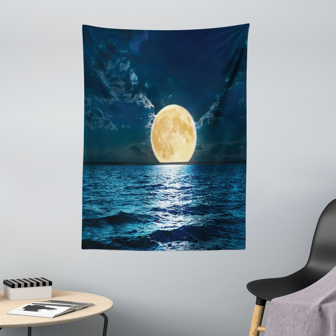 Wandteppich, Magic Super Moon Design, Gelb-Marine