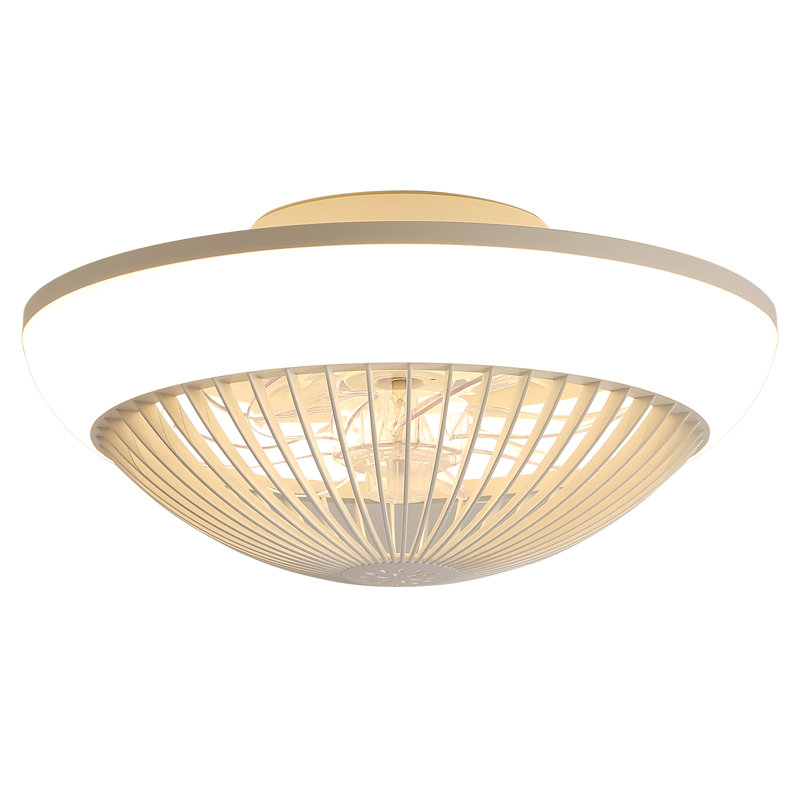 15" 7-Blade White Modern Ceiling Fan with Dimmable Colour Changing LED and Remote Control