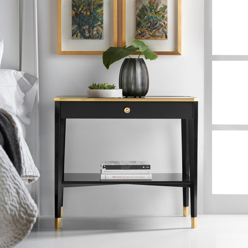 Modern History 1 - Drawer Nightstand, Black/Gold