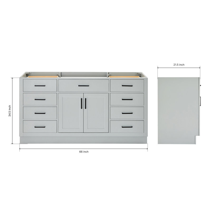 Hepburn 66 Single Bathroom Vanity Base Only, Gray, Matte Black