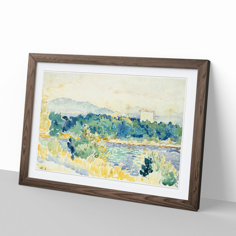 Landscape Vol.4 by Henri-Edmond Cross - Picture Frame Painting, 27cm H x 36cm W x 2cm D, Walnut Framed