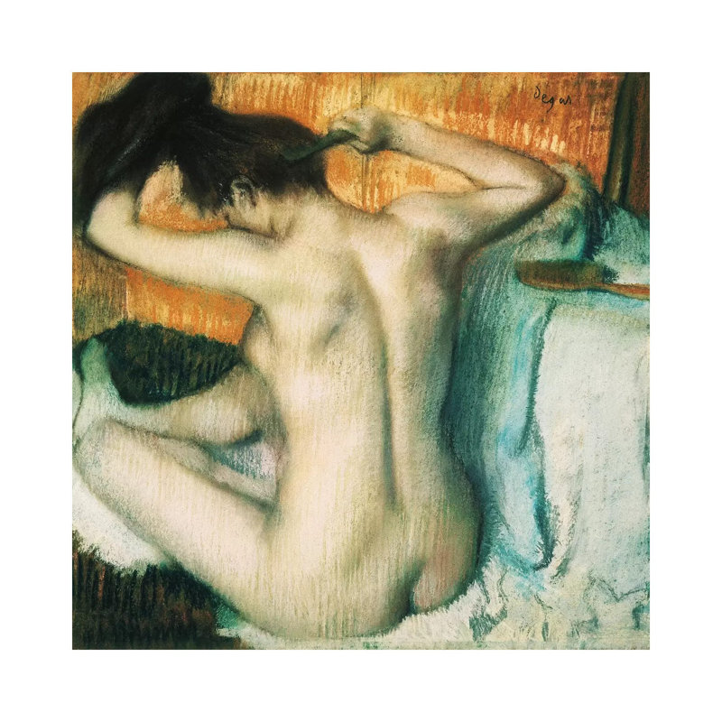 Woman Combing Her Hair by Edgar Degas - Wrapped Canvas Painting, 45.72 cm H x 45.72 cm W x 1.91 cm D