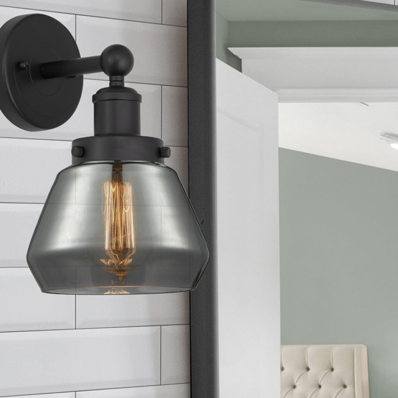 Carrboro Armed Sconce, Matte Black, Plated Smoke