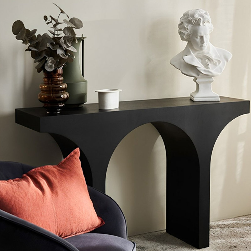 Modern Minimalist Console Table, 33.46" H x 47.24" W x 13.78" D, Black