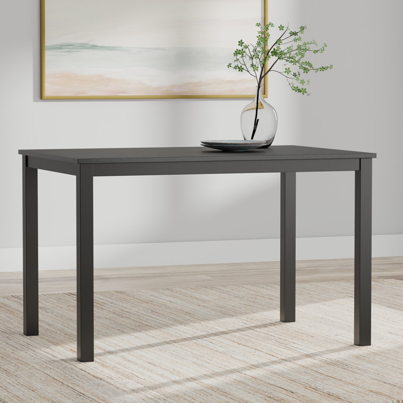 Solid Wood Dining Table, Black, Black