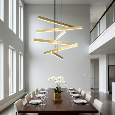 43.7 Inch LED Modern Linear Foyer Chandelier High Ceiling Stairwell Lighting