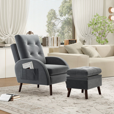 Chaise d'appoint spacieuse avec revêtement en velours, design moderne pour la maison