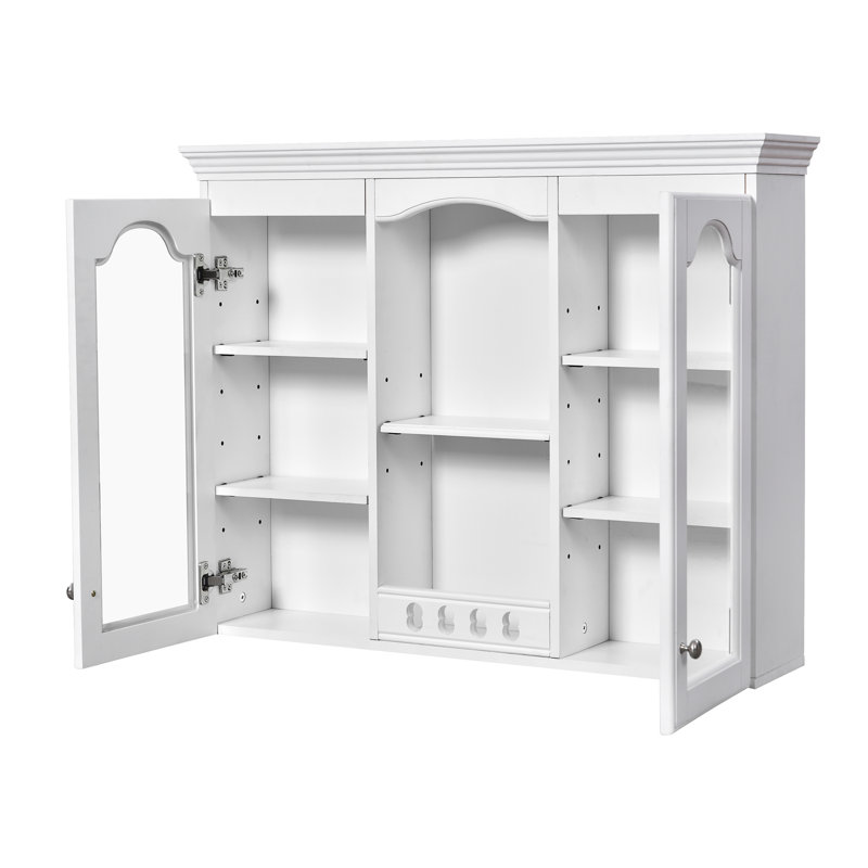 Armoire murale, armoire de salle de bain avec 2 portes en verre