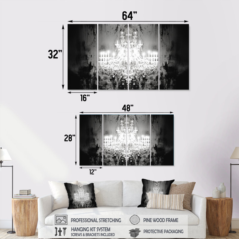 Elea - Ensemble de 4 lustres Glam, H 28 po x l 48 po