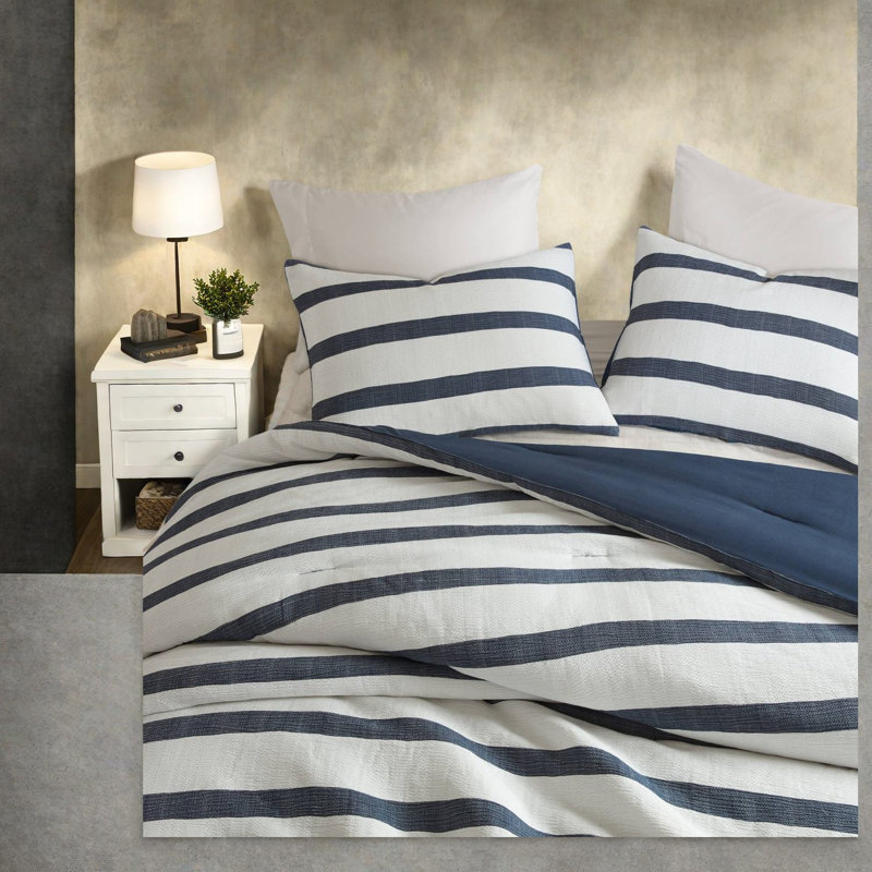 Ensembles de literie rayés de qualité supérieure teints en fils, double / grand, style minimaliste moderne, confort toutes saisons